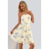 MEROKEETY Women’s Summer Floral Strapless Tube Dress Boho Off Shoulder Ruffle Tiered Mini Sundress(Apricot)