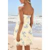 MEROKEETY Women’s Summer Floral Strapless Tube Dress Boho Off Shoulder Ruffle Tiered Mini Sundress(Apricot)