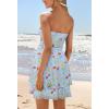 MEROKEETY Women’s Summer Floral Strapless Tube Dress Boho Off Shoulder Ruffle Tiered Mini Sundress(Blue)