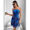 MEROKEETY Women’s Summer Floral Strapless Tube Dress Boho Off Shoulder Ruffle Tiered Mini Sundress(Darkblue)