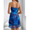 MEROKEETY Women’s Summer Floral Strapless Tube Dress Boho Off Shoulder Ruffle Tiered Mini Sundress(Darkblue)