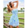 MEROKEETY Women’s Summer Floral Strapless Tube Dress Boho Off Shoulder Ruffle Tiered Mini Sundress(Floralblue)