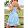 MEROKEETY Women’s Summer Floral Strapless Tube Dress Boho Off Shoulder Ruffle Tiered Mini Sundress(Floralblue)