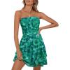 MEROKEETY Women’s Summer Floral Strapless Tube Dress Boho Off Shoulder Ruffle Tiered Mini Sundress(Green)