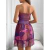 MEROKEETY Women’s Summer Floral Strapless Tube Dress Boho Off Shoulder Ruffle Tiered Mini Sundress(Plum)