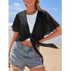 MEROKEETY Women’s Summer Lightweight Sheer Shrugs Tie Front Chiffon Cardigan Cover Up Shawls for Evening Dresses(Black)