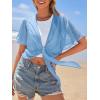 MEROKEETY Women’s Summer Lightweight Sheer Shrugs Tie Front Chiffon Cardigan Cover Up Shawls for Evening Dresses(Light Blue)