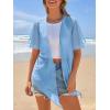 MEROKEETY Women’s Summer Lightweight Sheer Shrugs Tie Front Chiffon Cardigan Cover Up Shawls for Evening Dresses(Light Blue)
