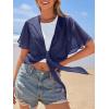 MEROKEETY Women’s Summer Lightweight Sheer Shrugs Tie Front Chiffon Cardigan Cover Up Shawls for Evening Dresses(Navy)