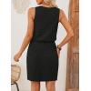 MEROKEETY Women’s Summer Mini Sundress Casual Waffle Knit Square Neck Drawstring Beach Tank Dresses(Black)