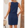 MEROKEETY Women’s Summer Mini Sundress Casual Waffle Knit Square Neck Drawstring Beach Tank Dresses(Navy)