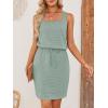 MEROKEETY Women’s Summer Mini Sundress Casual Waffle Knit Square Neck Drawstring Beach Tank Dresses(Seagrass)