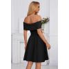 MEROKEETY Women’s Summer Off Shoulder Mini Dresses 2025 Ruffle A Line Cocktail Party Knit Dress(Black)