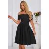 MEROKEETY Women’s Summer Off Shoulder Mini Dresses 2025 Ruffle A Line Cocktail Party Knit Dress(Black)
