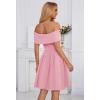 MEROKEETY Women’s Summer Off Shoulder Mini Dresses 2025 Ruffle A Line Cocktail Party Knit Dress(Lightpink)