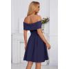 MEROKEETY Women’s Summer Off Shoulder Mini Dresses 2025 Ruffle A Line Cocktail Party Knit Dress(Navy)