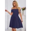 MEROKEETY Women’s Summer Off Shoulder Mini Dresses 2025 Ruffle A Line Cocktail Party Knit Dress(Navy)