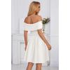 MEROKEETY Women’s Summer Off Shoulder Mini Dresses 2025 Ruffle A Line Cocktail Party Knit Dress(White)