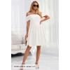 MEROKEETY Women’s Summer Off Shoulder Mini Dresses 2025 Ruffle A Line Cocktail Party Knit Dress(White)