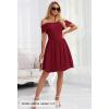MEROKEETY Women’s Summer Off Shoulder Mini Dresses 2025 Ruffle A Line Cocktail Party Knit Dress(Wine)