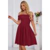 MEROKEETY Women’s Summer Off Shoulder Mini Dresses 2025 Ruffle A Line Cocktail Party Knit Dress(Wine)
