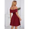 MEROKEETY Women’s Summer Off Shoulder Mini Dresses 2025 Ruffle A Line Cocktail Party Knit Dress(Wine)