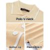 MEROKEETY Women’s Summer Ribbed Knit Midi Dresses Short Sleeve V Neck Button A Line Swing Sweater Dress(Apricot)