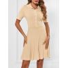 MEROKEETY Women’s Summer Ribbed Knit Midi Dresses Short Sleeve V Neck Button A Line Swing Sweater Dress(Apricot)