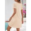 MEROKEETY Women’s Summer Short Lace Sleeve T Shirt Dress Casual Crew Neck Pleated Front Shift Dresses(Apricot)