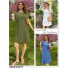 MEROKEETY Women’s Summer Short Lace Sleeve T Shirt Dress Casual Crew Neck Pleated Front Shift Dresses(Army Green)