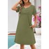 MEROKEETY Women’s Summer Short Lace Sleeve T Shirt Dress Casual Crew Neck Pleated Front Shift Dresses(Army Green)
