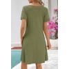 MEROKEETY Women’s Summer Short Lace Sleeve T Shirt Dress Casual Crew Neck Pleated Front Shift Dresses(Army Green)