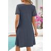 MEROKEETY Women’s Summer Short Lace Sleeve T Shirt Dress Casual Crew Neck Pleated Front Shift Dresses(Navy)