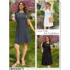 MEROKEETY Women’s Summer Short Lace Sleeve T Shirt Dress Casual Crew Neck Pleated Front Shift Dresses(Navy)
