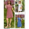 MEROKEETY Women’s Summer Short Lace Sleeve T Shirt Dress Casual Crew Neck Pleated Front Shift Dresses(Pink)