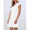 MEROKEETY Women’s V Neck Work Business Dresses Elegant Formal Office Cap Sleeve Casual Mini Dress(Beige)