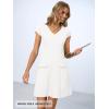 MEROKEETY Women’s V Neck Work Business Dresses Elegant Formal Office Cap Sleeve Casual Mini Dress(Beige)