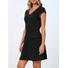 MEROKEETY Women’s V Neck Work Business Dresses Elegant Formal Office Cap Sleeve Casual Mini Dress(Black)