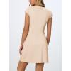 MEROKEETY Women’s V Neck Work Business Dresses Elegant Formal Office Cap Sleeve Casual Mini Dress(Khaki)