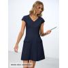 MEROKEETY Women’s V Neck Work Business Dresses Elegant Formal Office Cap Sleeve Casual Mini Dress(Navy)