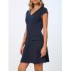 MEROKEETY Women’s V Neck Work Business Dresses Elegant Formal Office Cap Sleeve Casual Mini Dress(Navy)