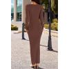 MEROKEETY Women’s Winter Spring Long Sleeve Bodycon Sweater Dress 2026 Fall Square Neck Ribbed Knit Party Maxi Dresses(Coffee)