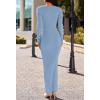 MEROKEETY Women’s Winter Spring Long Sleeve Bodycon Sweater Dress 2026 Fall Square Neck Ribbed Knit Party Maxi Dresses(Grey Blue)