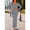 MEROKEETY Women’s Winter Spring Long Sleeve Bodycon Sweater Dress 2026 Fall Square Neck Ribbed Knit Party Maxi Dresses(Heather Grey)
