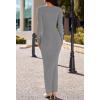 MEROKEETY Women’s Winter Spring Long Sleeve Bodycon Sweater Dress 2026 Fall Square Neck Ribbed Knit Party Maxi Dresses(Heather Grey)