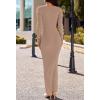 MEROKEETY Women’s Winter Spring Long Sleeve Bodycon Sweater Dress 2026 Fall Square Neck Ribbed Knit Party Maxi Dresses(Khaki)