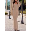 MEROKEETY Women’s Winter Spring Long Sleeve Bodycon Sweater Dress 2026 Fall Square Neck Ribbed Knit Party Maxi Dresses(Khaki)