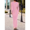 MEROKEETY Women’s Winter Spring Long Sleeve Bodycon Sweater Dress 2026 Fall Square Neck Ribbed Knit Party Maxi Dresses(Light Pink)