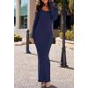 MEROKEETY Women’s Winter Spring Long Sleeve Bodycon Sweater Dress 2026 Fall Square Neck Ribbed Knit Party Maxi Dresses(Navy)