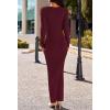 MEROKEETY Women’s Winter Spring Long Sleeve Bodycon Sweater Dress 2026 Fall Square Neck Ribbed Knit Party Maxi Dresses(Wine)